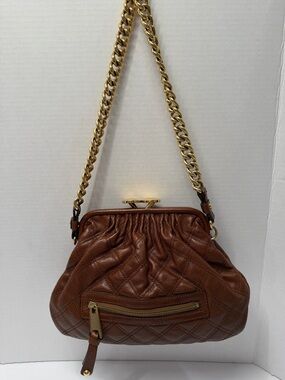 Marc Jacobs Brown Quilted Chain Strap Kiss Lock Women's Shoulder Bag